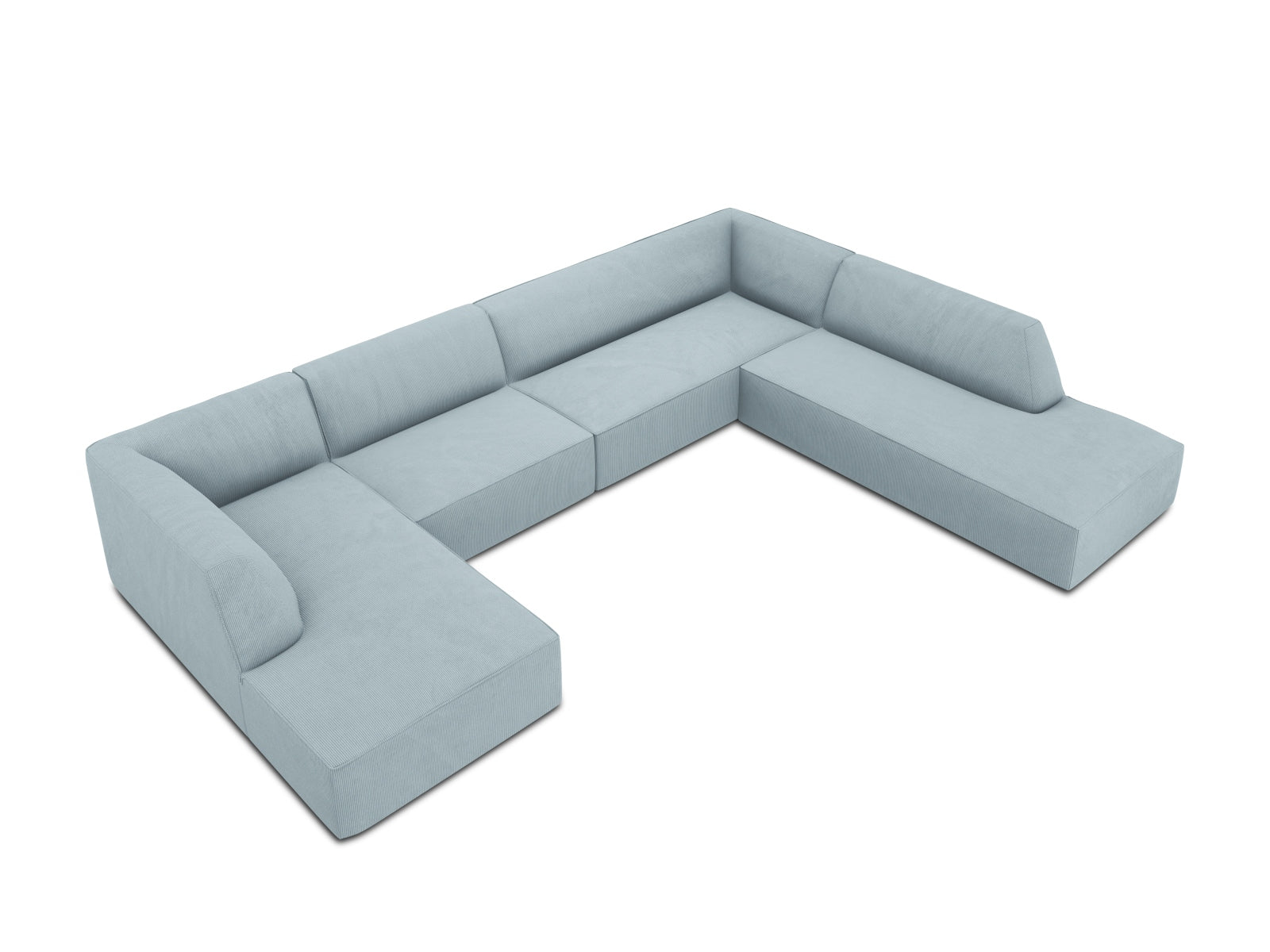 Elegantes Ruby Panoramic Ecksofa rechts, 7 Sitzer, perfekt für stilvolle Wohnzimmer, bietet großzügigen Platz und modernen Komfort von Micadoni.