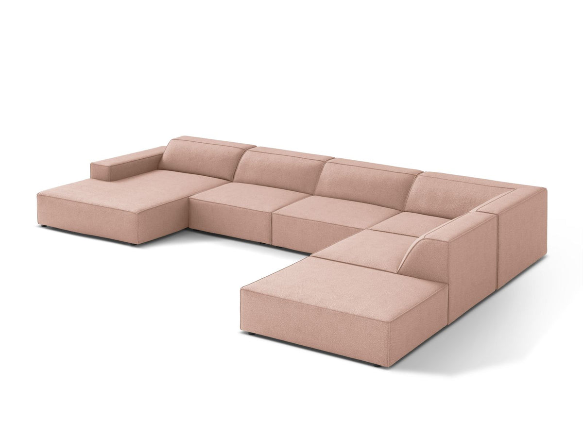 Jodie Boucle modulares Panoramic Ecksofa rechts 7 Sitzer in Powder Pink-Baloo präsentiert im Onlineshop von KAQTU Design AG. Ecksofa rechts ist von Micadoni