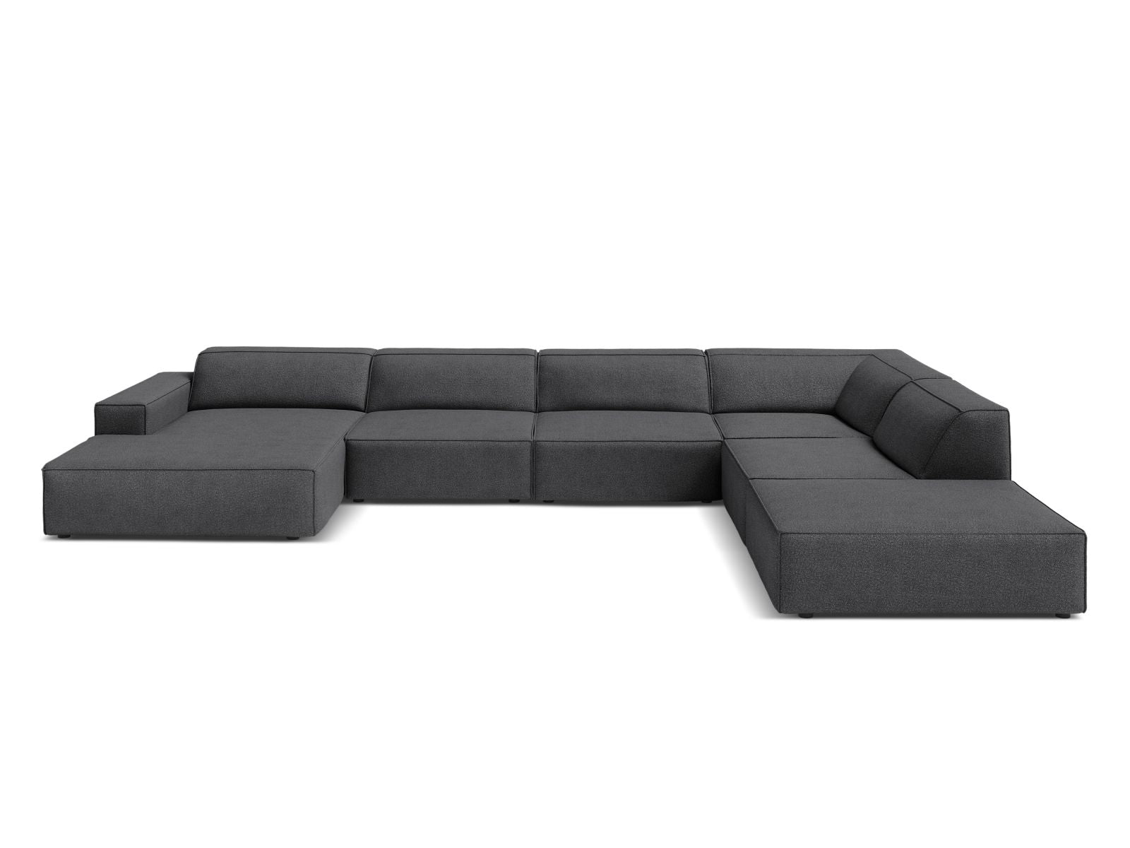 Jodie Boucle modulares Panoramic Ecksofa rechts 7 Sitzer in Dark Grey-Baloo präsentiert im Onlineshop von KAQTU Design AG. Ecksofa rechts ist von Micadoni