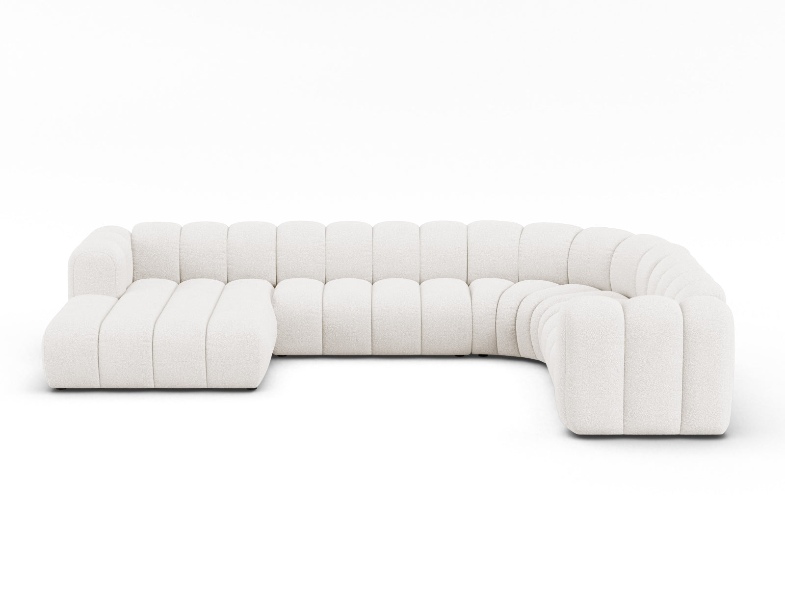 Lupine Boucle Modular Panoramic Ecksofa rechts 6 Sitzer in White-Baloo präsentiert im Onlineshop von KAQTU Design AG. Ecksofa rechts ist von Micadoni
