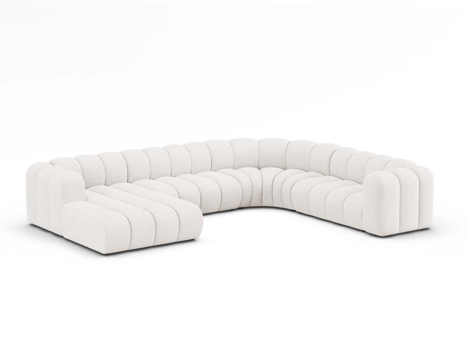 Lupine Boucle Modular Panoramic Ecksofa rechts 6 Sitzer in White-Baloo präsentiert im Onlineshop von KAQTU Design AG. Ecksofa rechts ist von Micadoni
