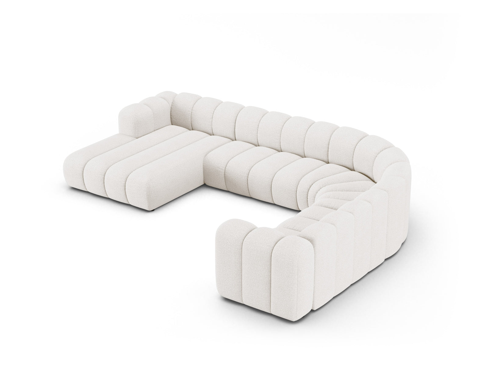 Lupine Boucle Modular Panoramic Ecksofa rechts 6 Sitzer in White-Baloo präsentiert im Onlineshop von KAQTU Design AG. Ecksofa rechts ist von Micadoni