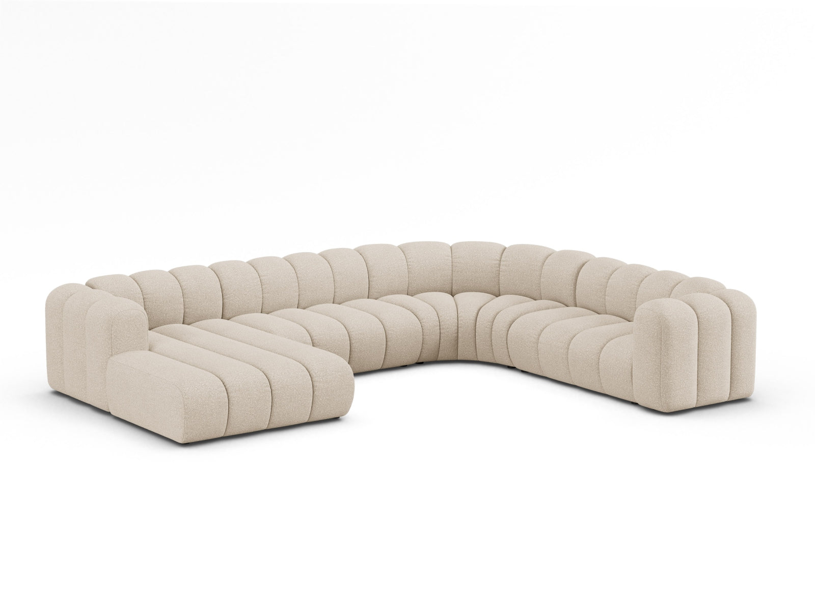 Lupine Boucle Modular Panoramic Ecksofa rechts 6 Sitzer in Beige-Baloo präsentiert im Onlineshop von KAQTU Design AG. Ecksofa rechts ist von Micadoni