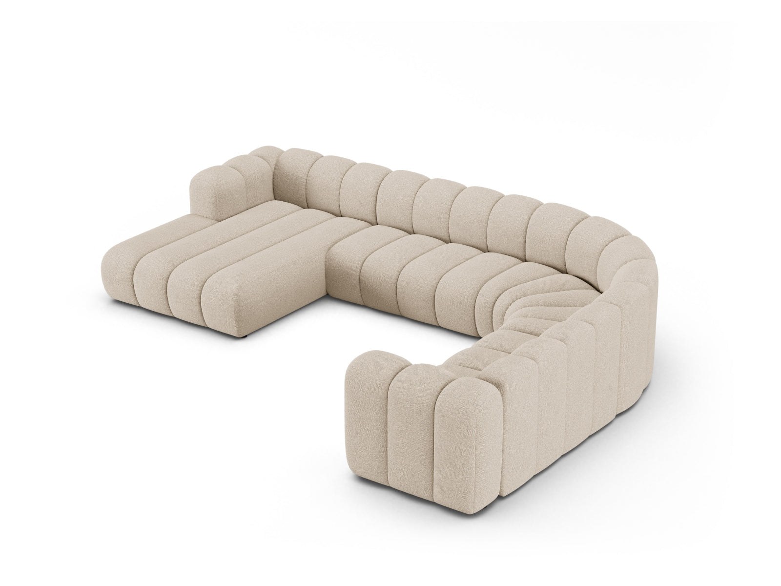 Lupine Boucle Modular Panoramic Ecksofa rechts 6 Sitzer in Beige-Baloo präsentiert im Onlineshop von KAQTU Design AG. Ecksofa rechts ist von Micadoni