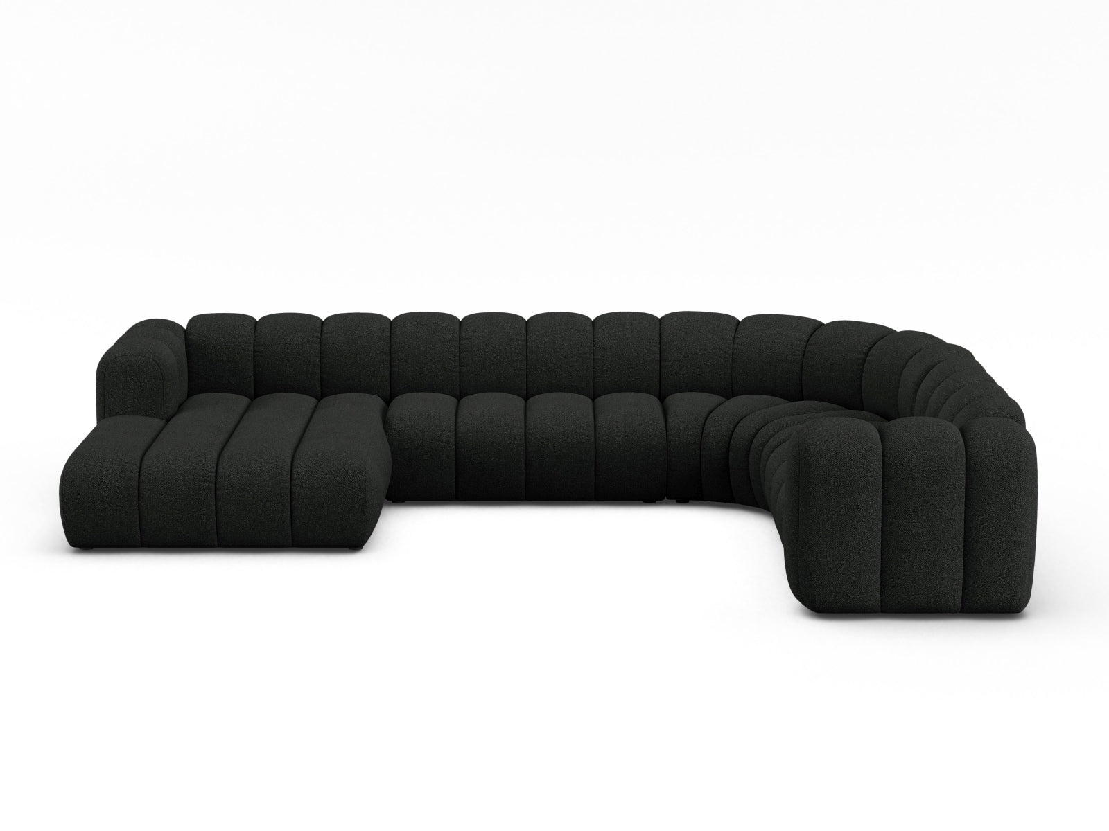 Lupine Boucle Modular Panoramic Ecksofa rechts 6 Sitzer in Black präsentiert im Onlineshop von KAQTU Design AG. Ecksofa rechts ist von Micadoni