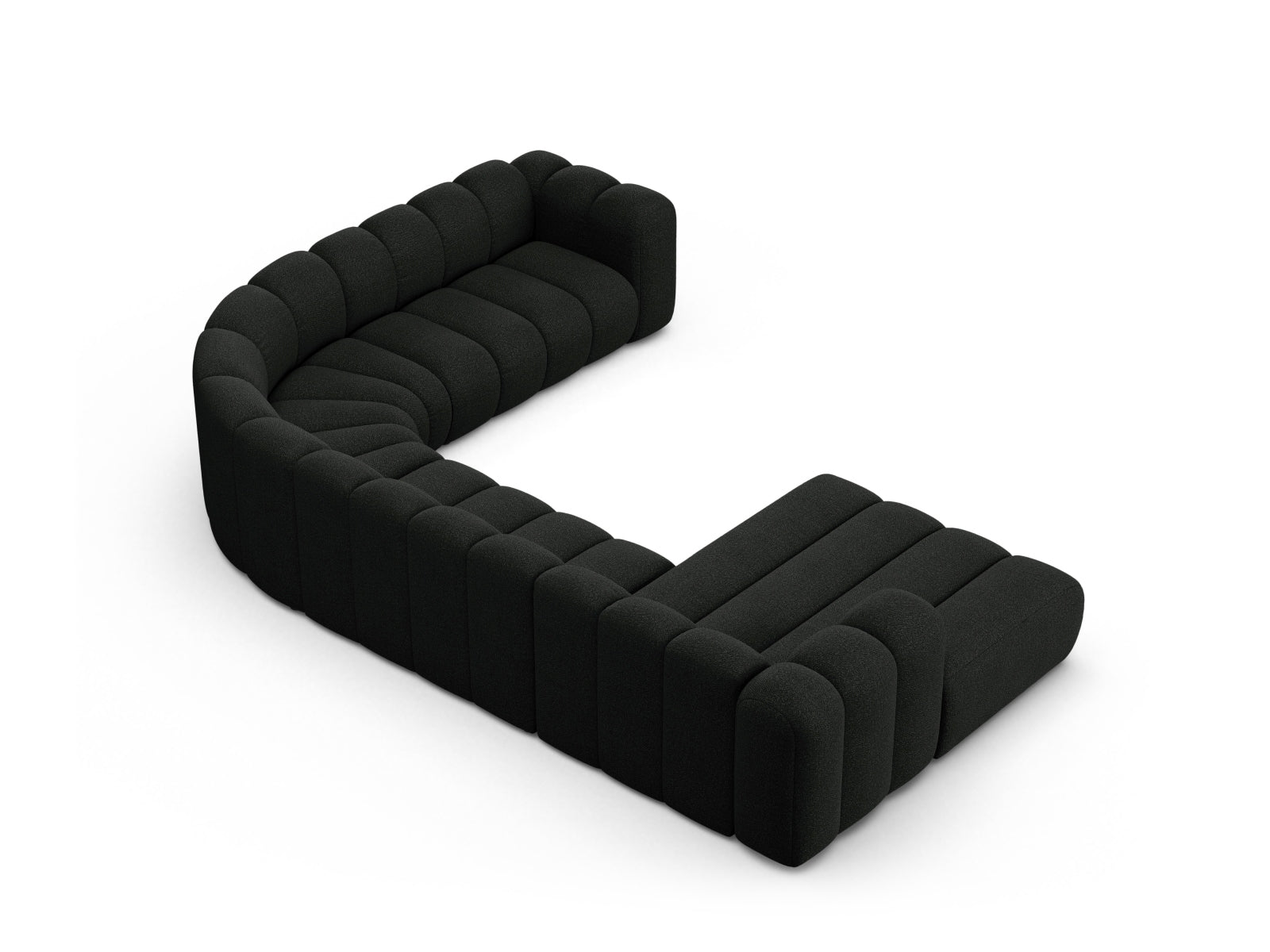 Lupine Boucle Modular Panoramic Ecksofa rechts 6 Sitzer in Black-Baloo präsentiert im Onlineshop von KAQTU Design AG. Ecksofa rechts ist von Micadoni