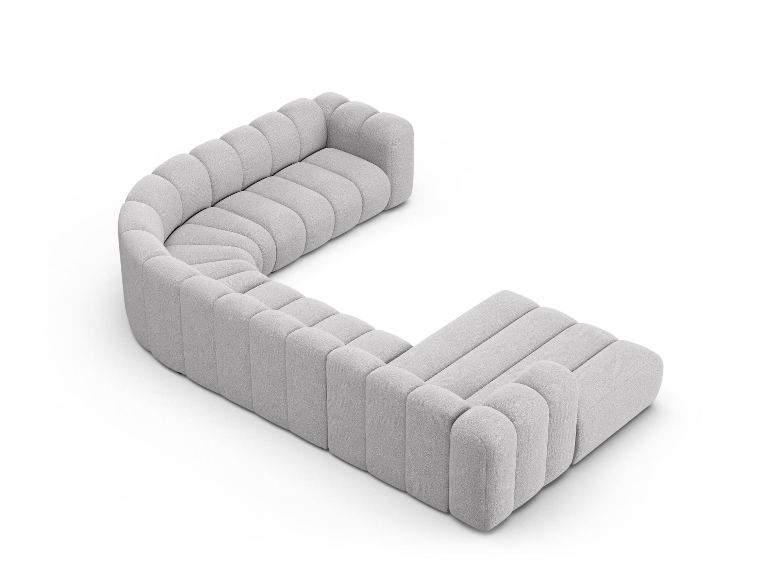 Lupine Boucle Modular Panoramic Ecksofa rechts 6 Sitzer in Light Grey-Baloo präsentiert im Onlineshop von KAQTU Design AG. Ecksofa rechts ist von Micadoni