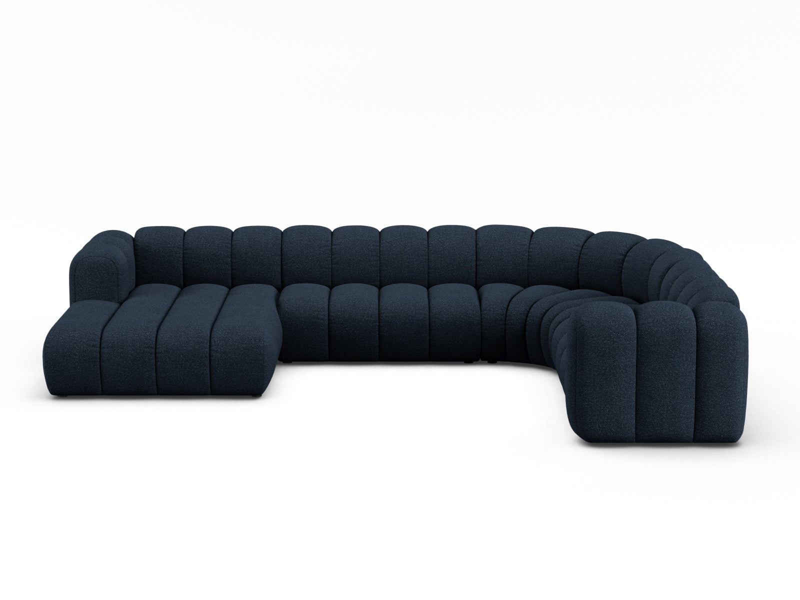 Lupine Boucle Modular Panoramic Ecksofa rechts 6 Sitzer in Dark Blue-Baloo präsentiert im Onlineshop von KAQTU Design AG. Ecksofa rechts ist von Micadoni
