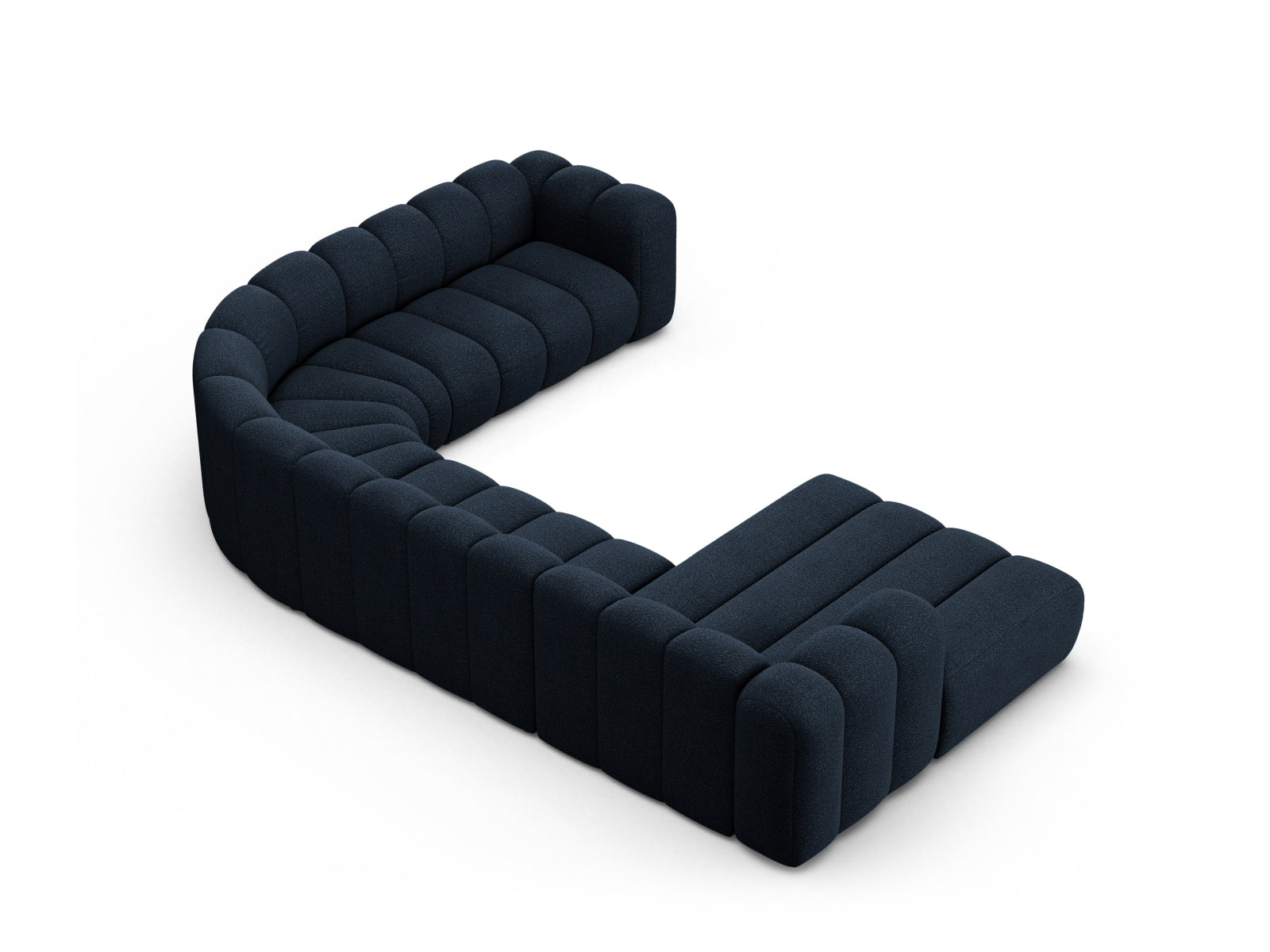 Lupine Boucle Modular Panoramic Ecksofa rechts 6 Sitzer in Dark Blue-Baloo präsentiert im Onlineshop von KAQTU Design AG. Ecksofa rechts ist von Micadoni