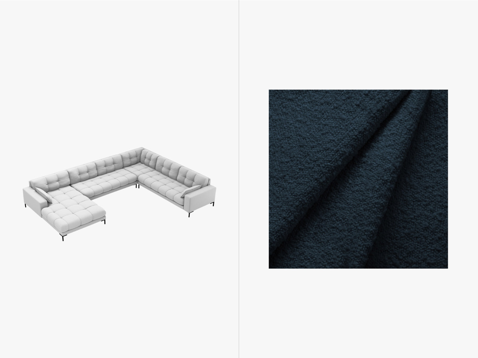 Mamaia Panoramic Ecksofa rechts 7 Sitzer in Dark Blue/Schwarz-Baloo präsentiert im Onlineshop von KAQTU Design AG. Ecksofa rechts ist von Micadoni