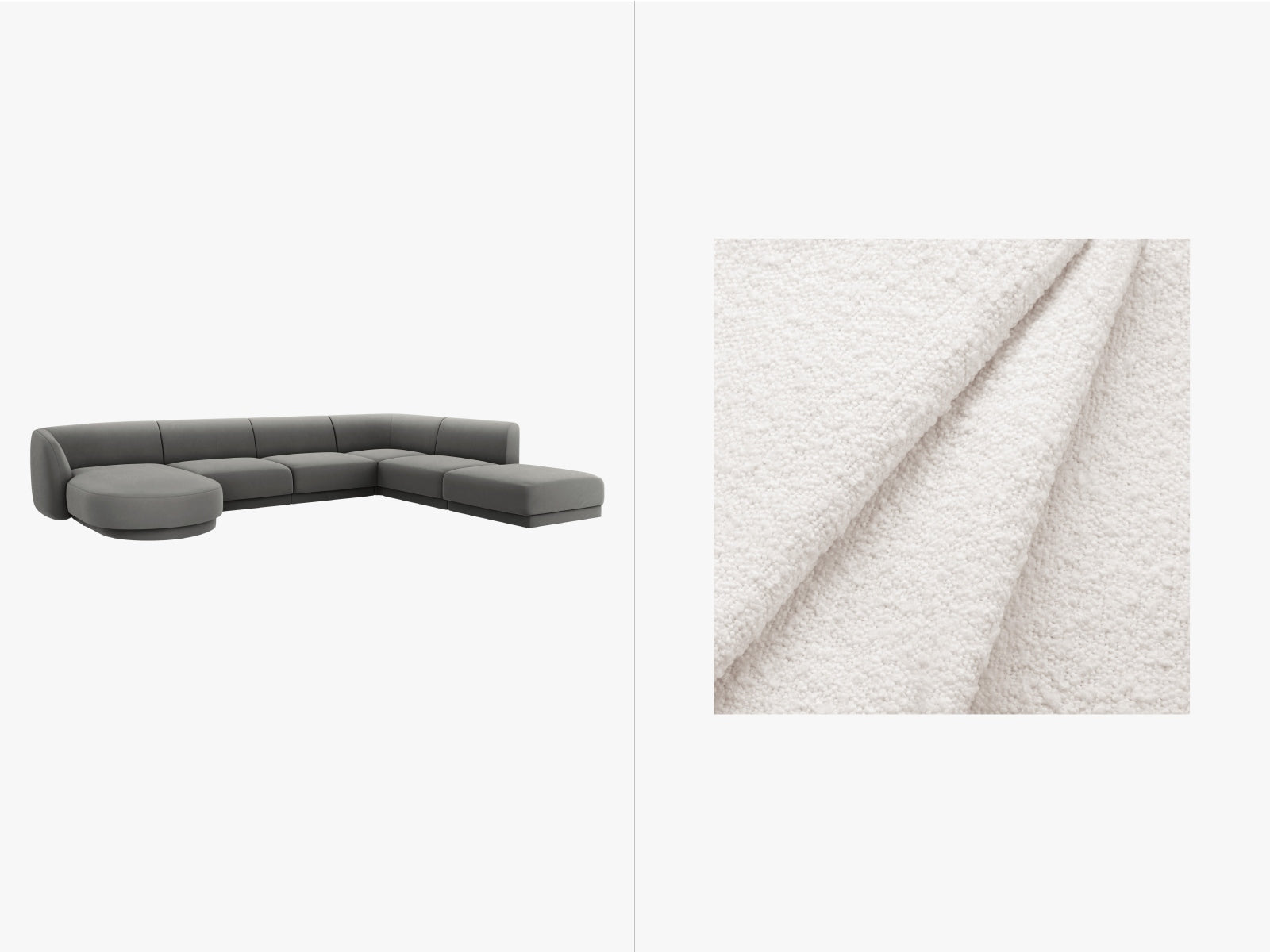 Miley Panoramic Ecksofa rechts 6 Sitzer in White präsentiert im Onlineshop von KAQTU Design AG. Ecksofa rechts ist von Micadoni