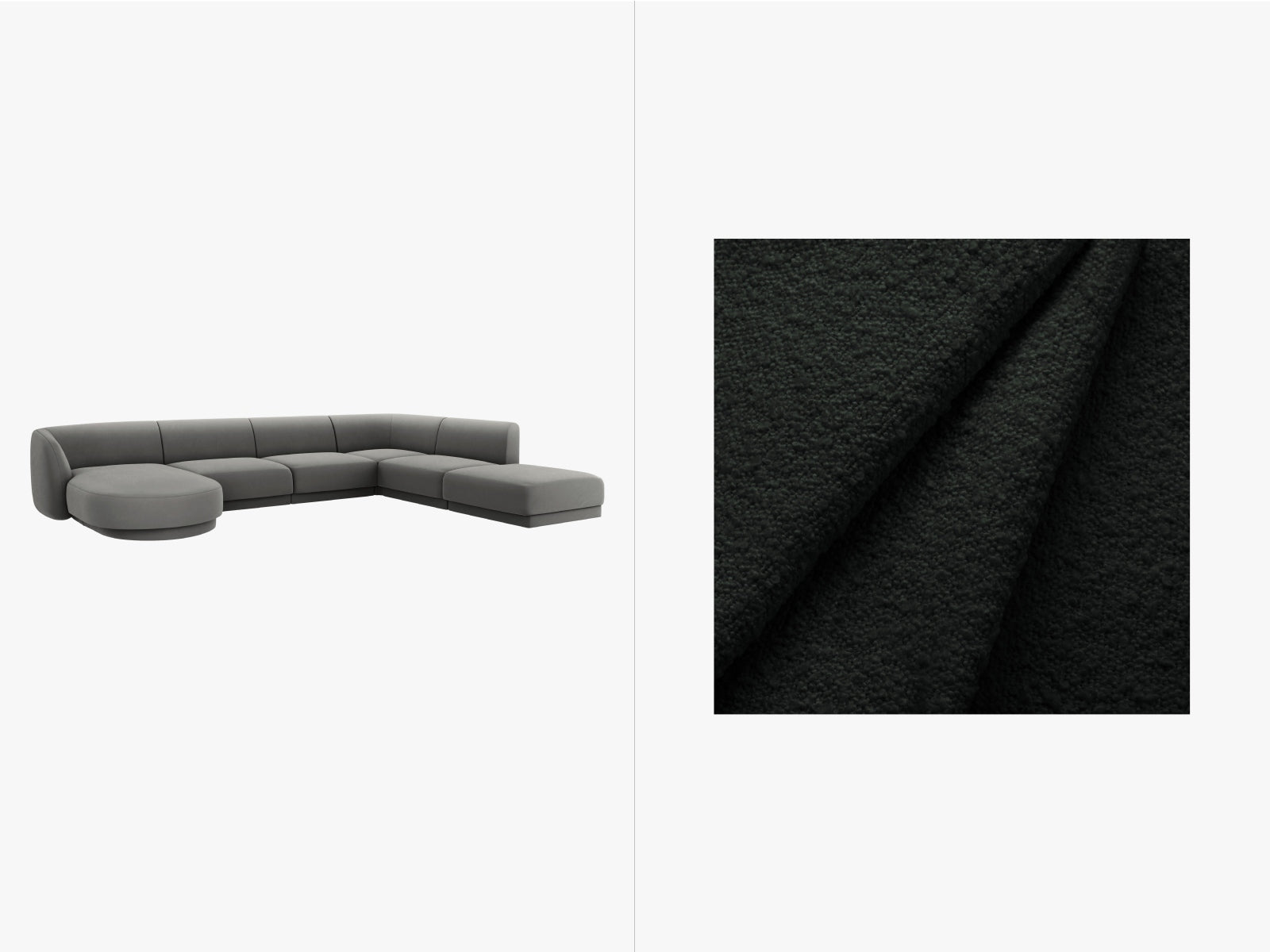 Miley Panoramic Ecksofa rechts 6 Sitzer in Black präsentiert im Onlineshop von KAQTU Design AG. Ecksofa rechts ist von Micadoni