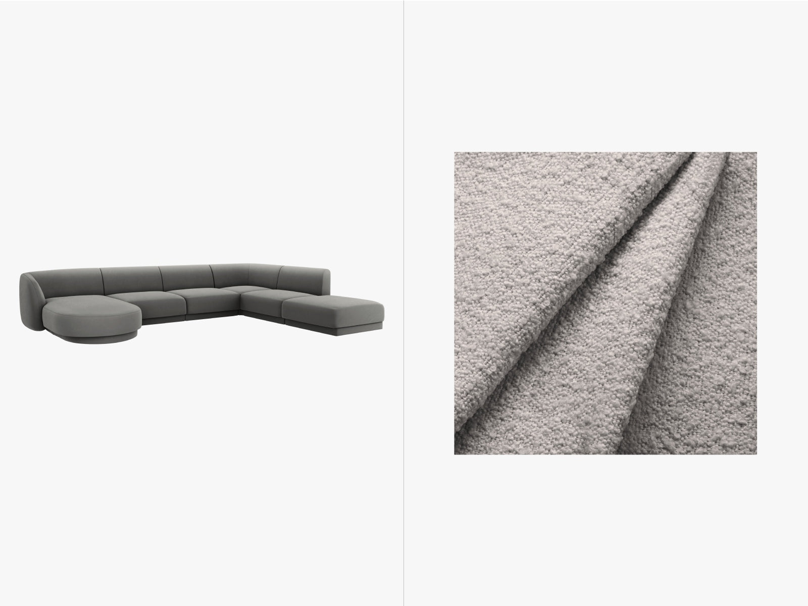 Miley Panoramic Ecksofa rechts 6 Sitzer in Light Grey präsentiert im Onlineshop von KAQTU Design AG. Ecksofa rechts ist von Micadoni