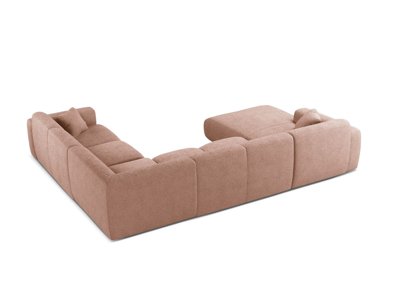 Modulares 6-Sitzer Ecksofa Molino in zartem Powder Pink, perfekt für moderne Wohnkonzepte und gemütliche Zusammenkünfte.