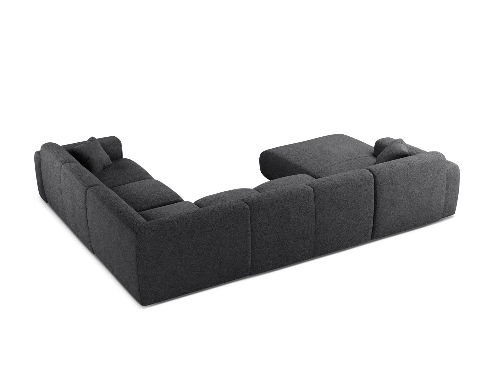 Modulares 6-Sitzer Ecksofa Molino in Dunkelgrau, perfekt für gesellige Runden, bietet Komfort und modernes Flair für Ihr Zuhause.