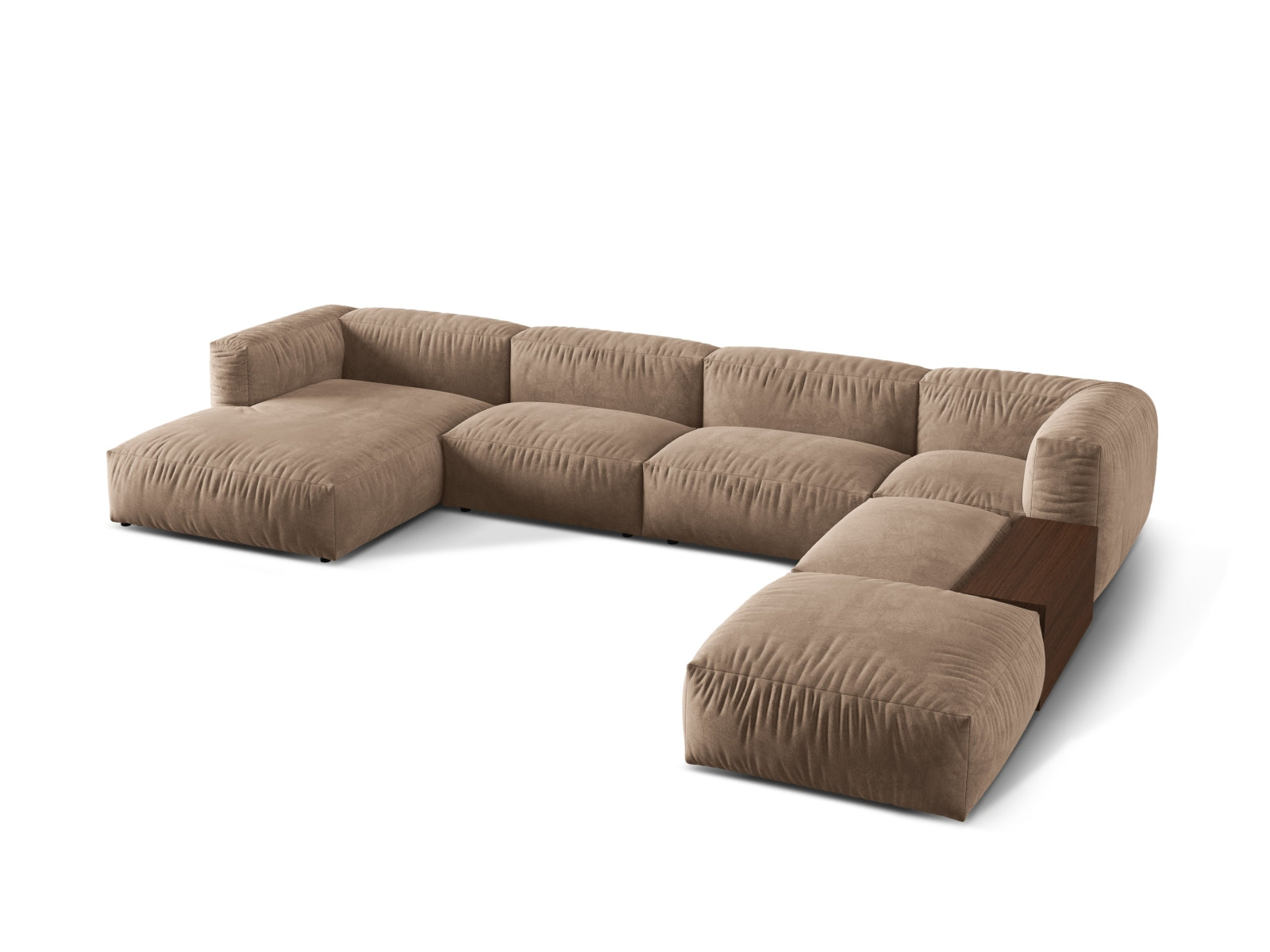 Elegantes Martina Ecksofa in Dark Beige-Vogue, 5-Sitzer, ideal für stilvolle Wohnräume, erhältlich bei KAQTU Design AG.