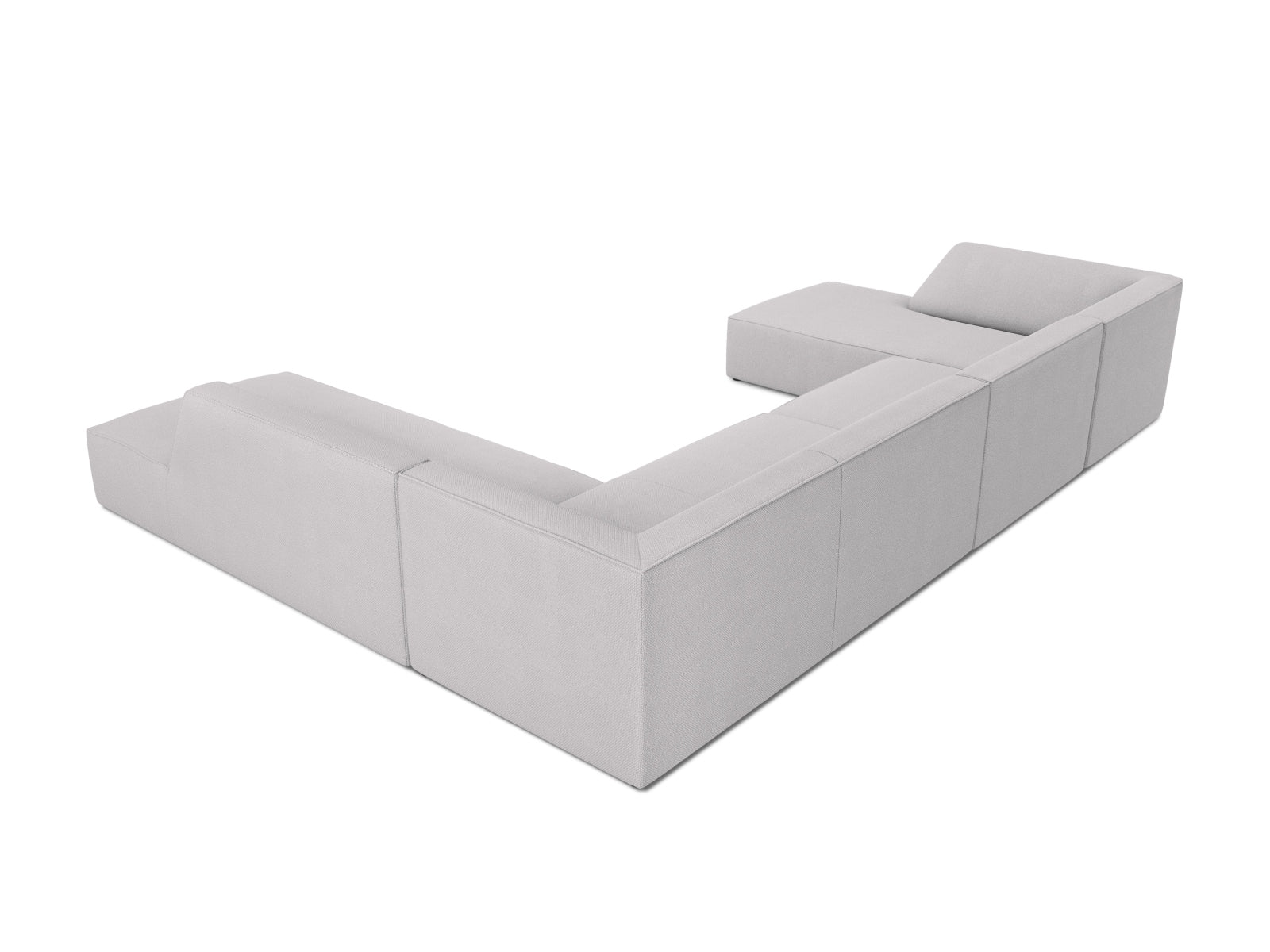 Elegantes Ruby Panoramic Ecksofa rechts, 7 Sitzer in zeitlosem Light Grey-Ottawa, ideal für gemütliche und moderne Wohnräume.