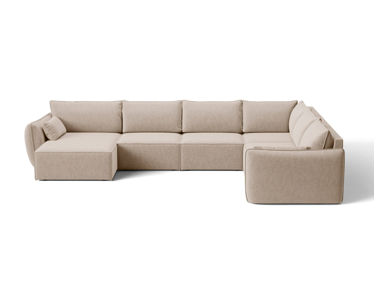 L-Sofa Kaelle Panoramasofa rechts von Micadoni, Stoffbezug, schwarze niedrige Beine
