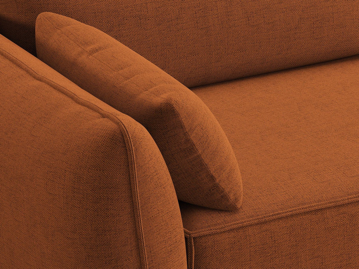 L-Sofa Kaelle Panoramasofa rechts von Micadoni, Stoffbezug, schwarze niedrige Beine
