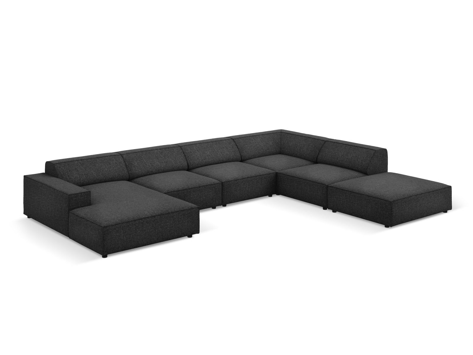 Entdecken Sie das Jodie 7-Sitzer Ecksofa von Micadoni – ein elegantes, modulares Sofa, das Komfort und Stil für gesellige Abende bietet!
