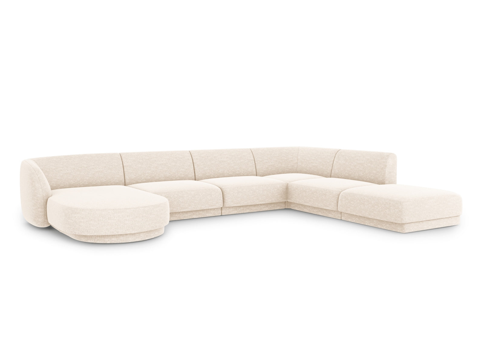 Stylisches Miley Panoramic Ecksofa rechts für 6 Personen in elegantem Light Beige-Haga, ideal für moderne Wohnräume.