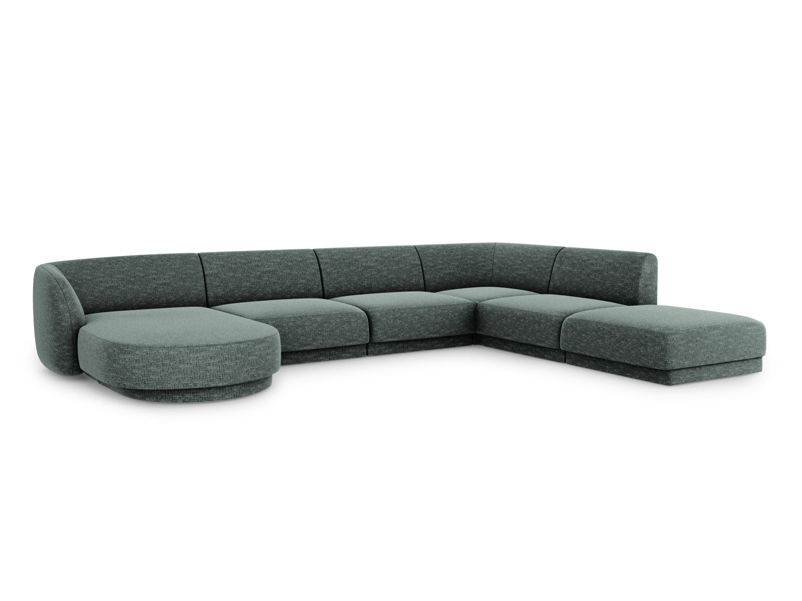 Elegantes Miley Panoramic Ecksofa rechts für 6 Personen in stilvollem Petrol-Haga, ideal für moderne Wohnräume.