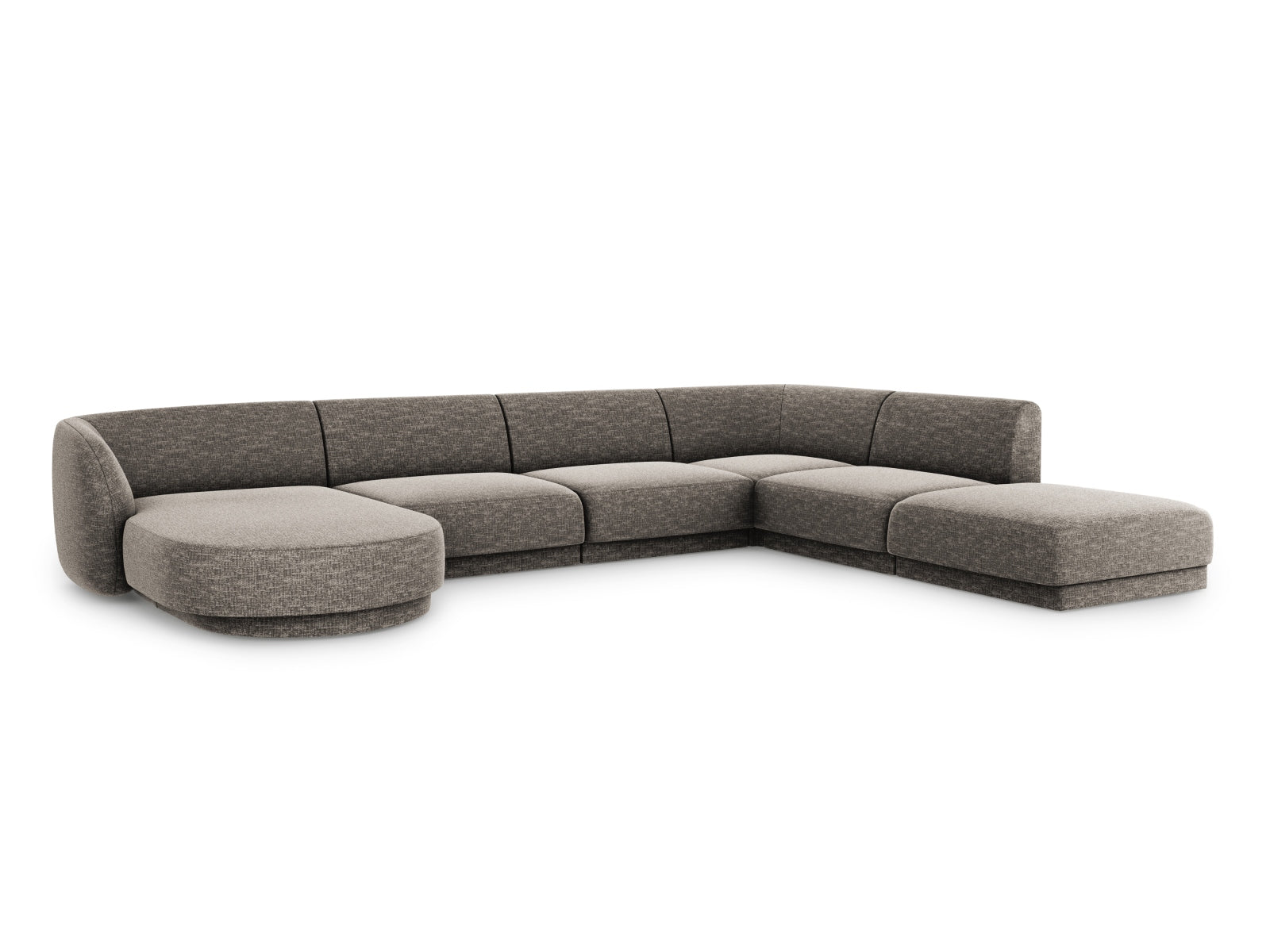 Stylisches Miley Panoramic Ecksofa rechts für 6 Personen in elegantem Grau, ideal für moderne Wohnräume und gemütliche Abende.