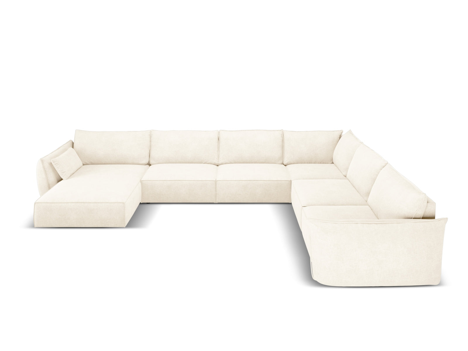 Entdecken Sie das stilvolle Kaelle Panoramic Ecksofa rechts von Micadoni – ein geräumiges 8-Sitzer Sofa für Ihr modernes Wohnzimmer.