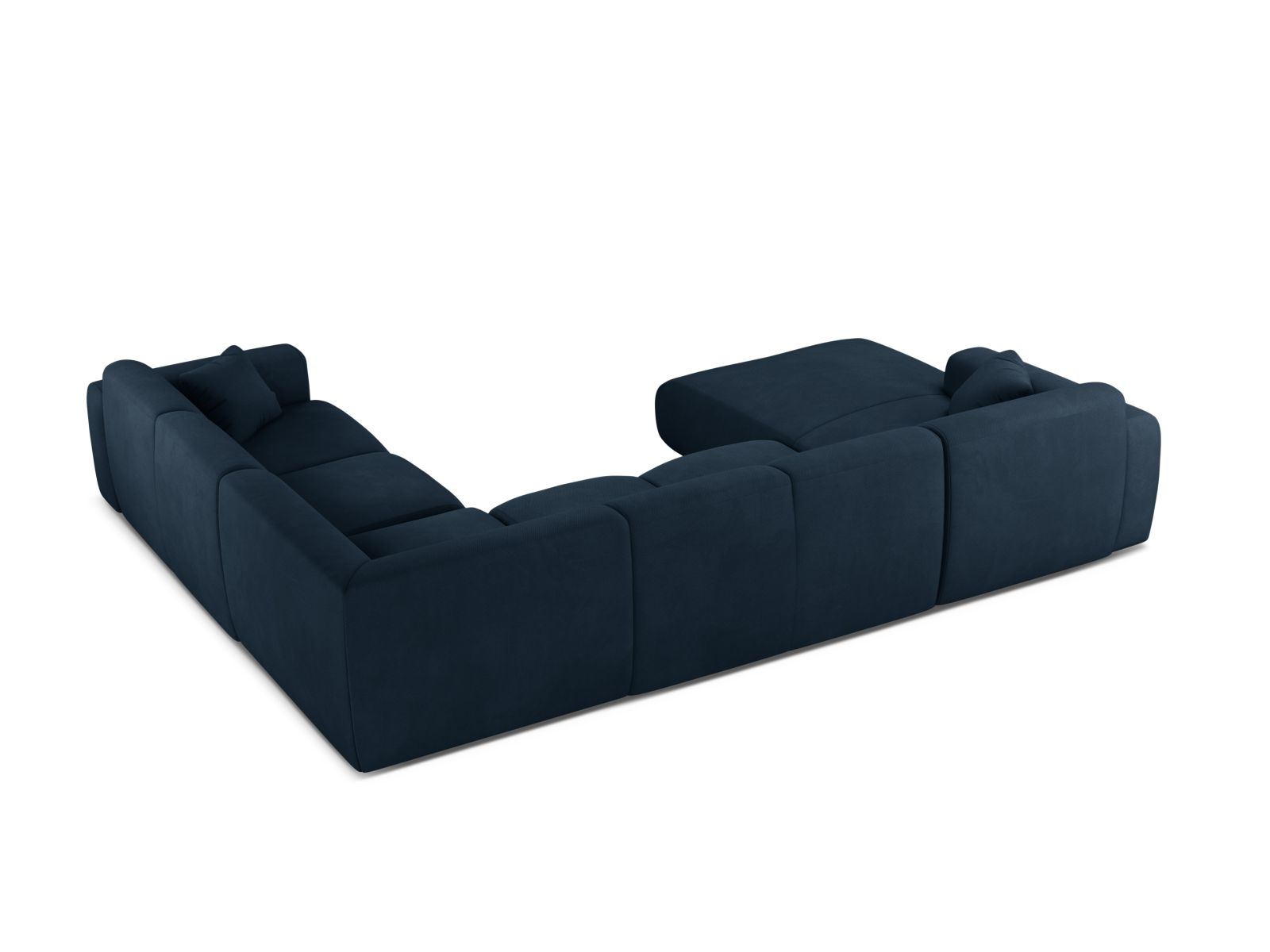 Modulares 6-Sitzer Ecksofa Molino in Royal Blue-Rebel, perfekt für gesellige Runden und stilvolle Einrichtung, vereint Funktionalität und Eleganz.