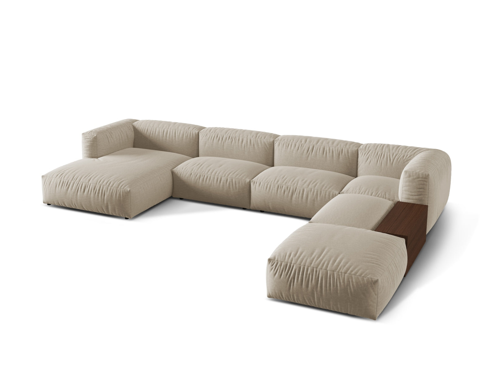 Elegantes Martina Ecksofa in Light Beige-Boston, 5-Sitzer, modulares Design für stilvolle Wohnräume, erhältlich bei KAQTU Design AG.