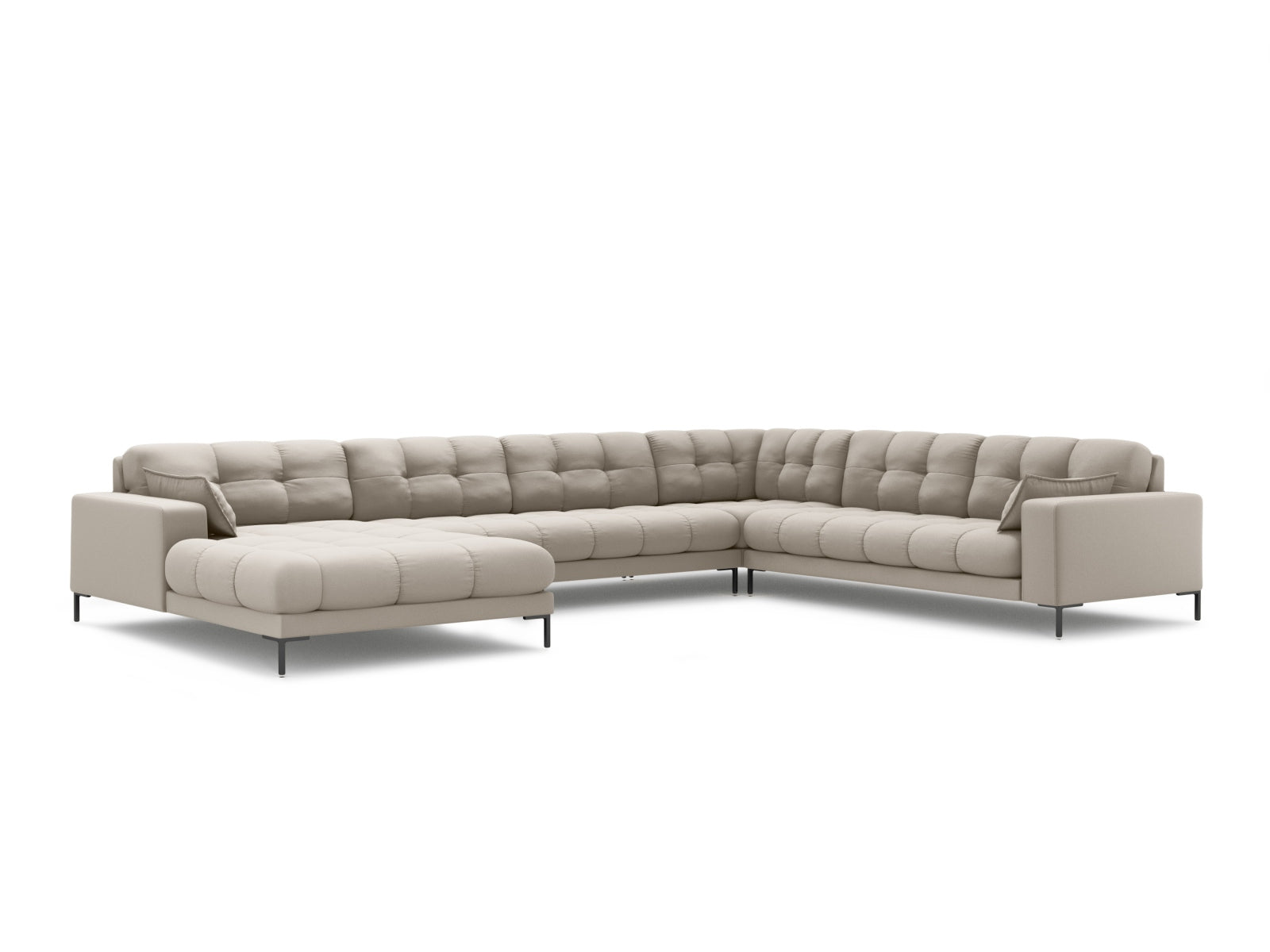 Mamaia Panoramic Ecksofa rechts 7 Sitzer in Beige/Schwarz-Neve präsentiert im Onlineshop von KAQTU Design AG. Ecksofa rechts ist von Micadoni