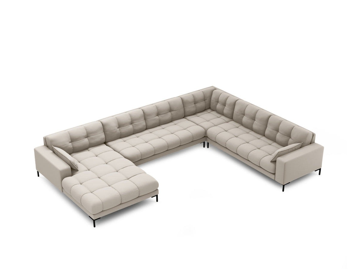 Mamaia Panoramic Ecksofa rechts 7 Sitzer in Beige/Schwarz-Neve präsentiert im Onlineshop von KAQTU Design AG. Ecksofa rechts ist von Micadoni