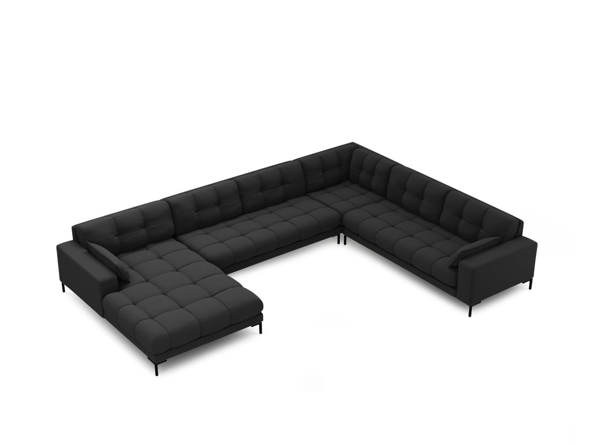 Mamaia Panoramic Ecksofa rechts 7 Sitzer in Dark Grey/Schwarz-Neve präsentiert im Onlineshop von KAQTU Design AG. Ecksofa rechts ist von Micadoni