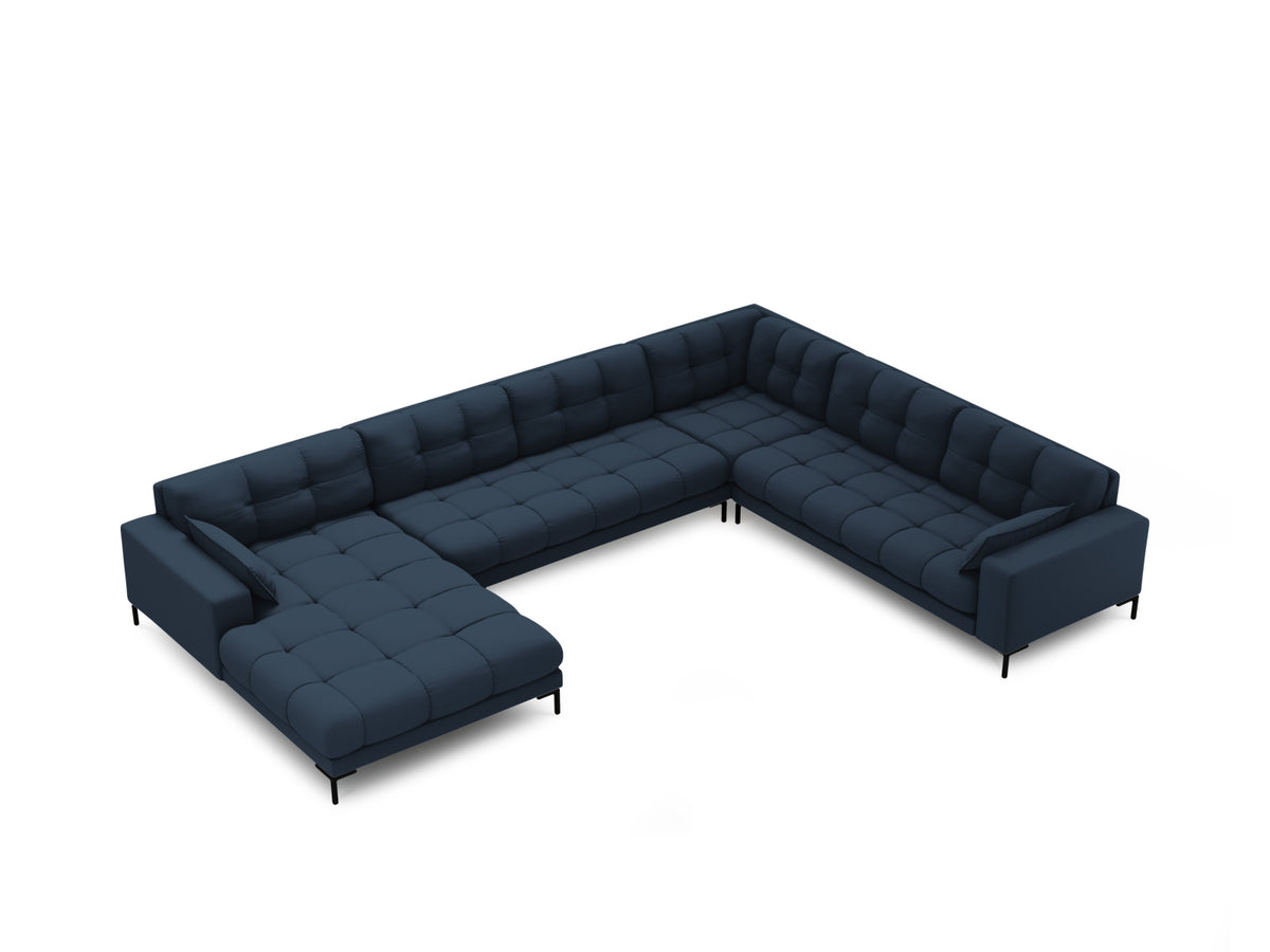 Mamaia Panoramic Ecksofa rechts 7 Sitzer in Blue/Schwarz-Neve präsentiert im Onlineshop von KAQTU Design AG. Ecksofa rechts ist von Micadoni