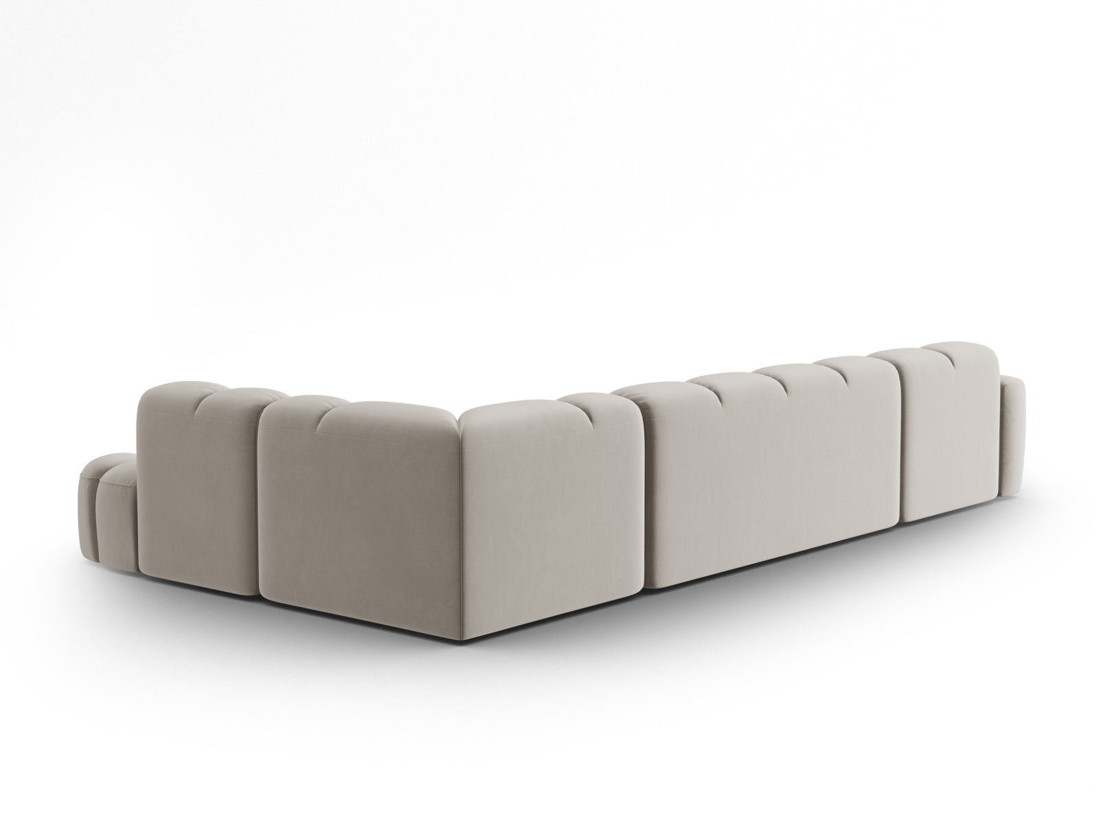 Entdecken Sie das elegante Lisa Velour Panoramic Ecksofa rechts 7 Sitzer von Micadoni. Ideal für stilvolle Wohnräume, bietet es höchsten Komfort und modernes Design.