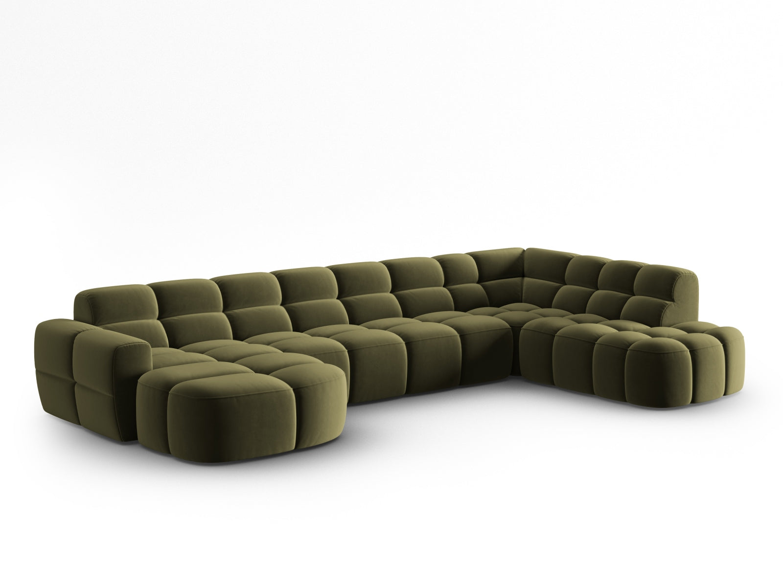 Entdecken Sie das elegante Lisa Velour Panoramic Ecksofa rechts 7 Sitzer von Micadoni. Ideal für stilvolle Wohnräume, bietet es höchsten Komfort und modernes Design.