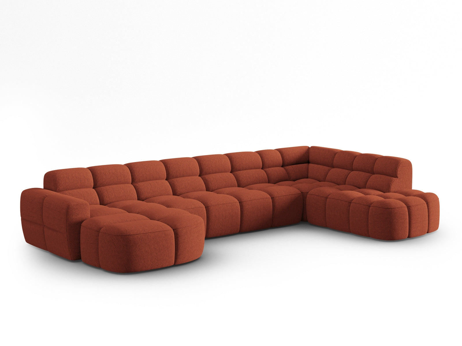 Entdecken Sie das elegante Lisa Panoramic Ecksofa rechts 7 Sitzer von Micadoni. Hochwertiger Velours, grosszügiger Platz und modernes Design für Ihr Wohnzimmer.