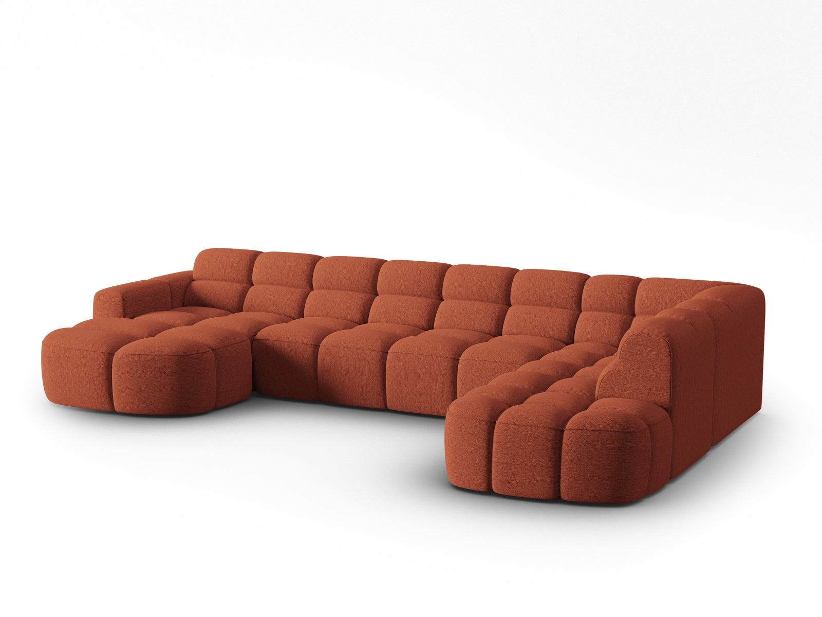 Erleben Sie das stilvolle Lisa Panoramic Ecksofa rechts 7 Sitzer von Micadoni. Luxuriöser Velours, viel Platz und zeitgemässes Design für Ihr Zuhause.