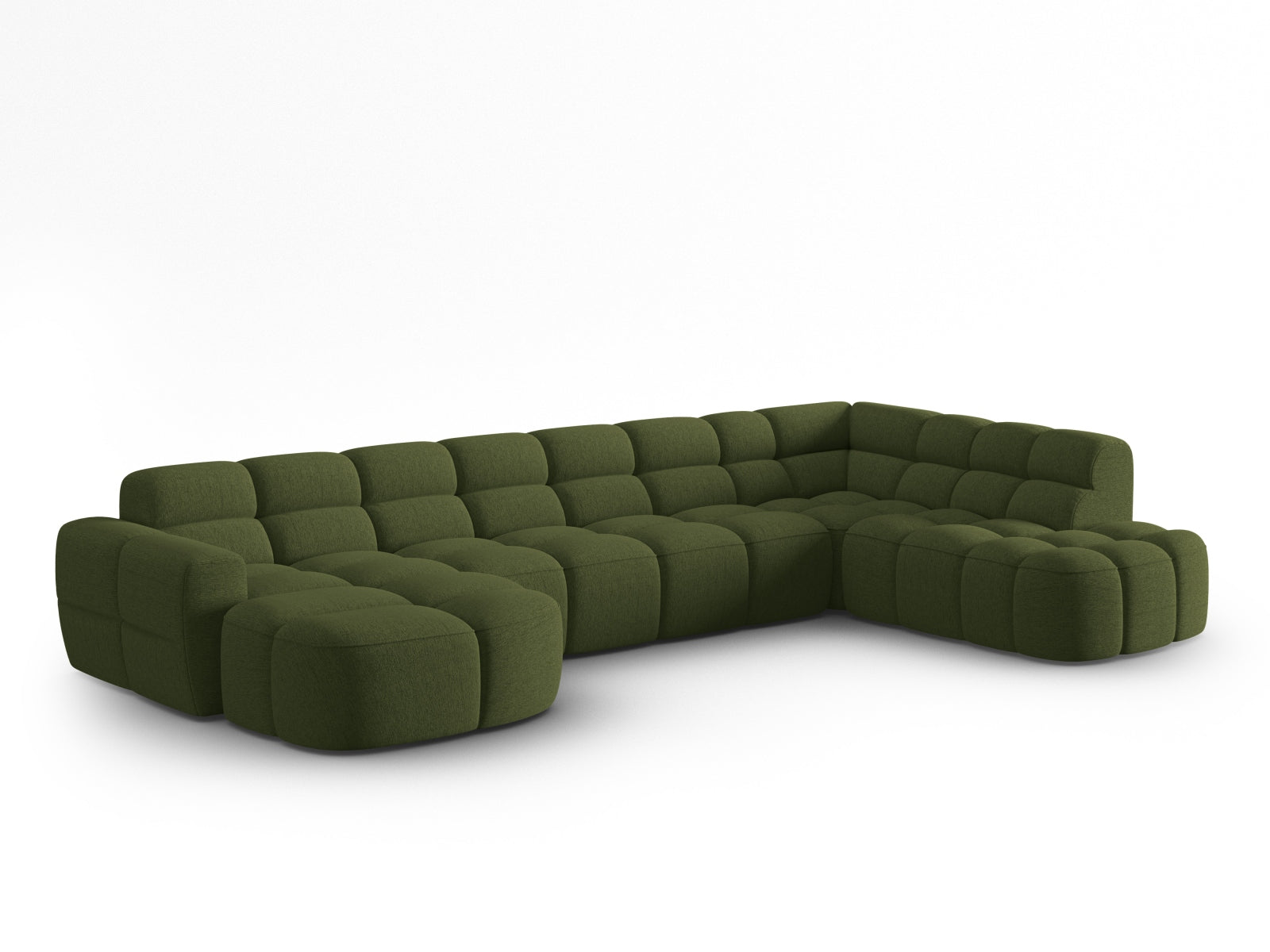 Erleben Sie das stilvolle Lisa Panoramic Ecksofa rechts 7 Sitzer von Micadoni. Luxuriöser Velours, viel Platz und zeitgemässes Design für Ihr Zuhause.