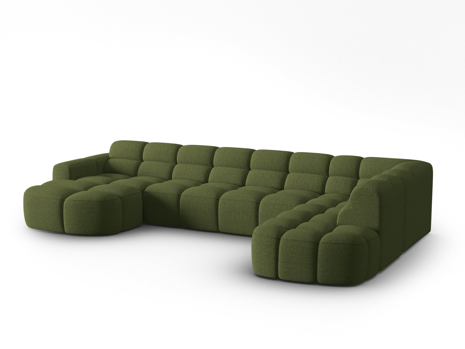 Entdecken Sie das elegante Lisa Panoramic Ecksofa rechts 7 Sitzer von Micadoni. Hochwertiger Velours, grosszügiger Platz und modernes Design für Ihr Wohnzimmer.