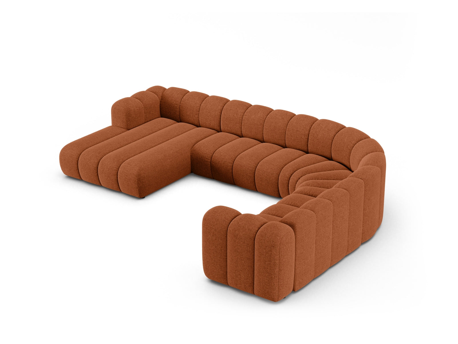Gemütliches Lupine Modular Panoramic Ecksofa rechts für 6 Personen in ansprechendem Brick-Eden, perfekt für stilvolle Wohnzimmer.