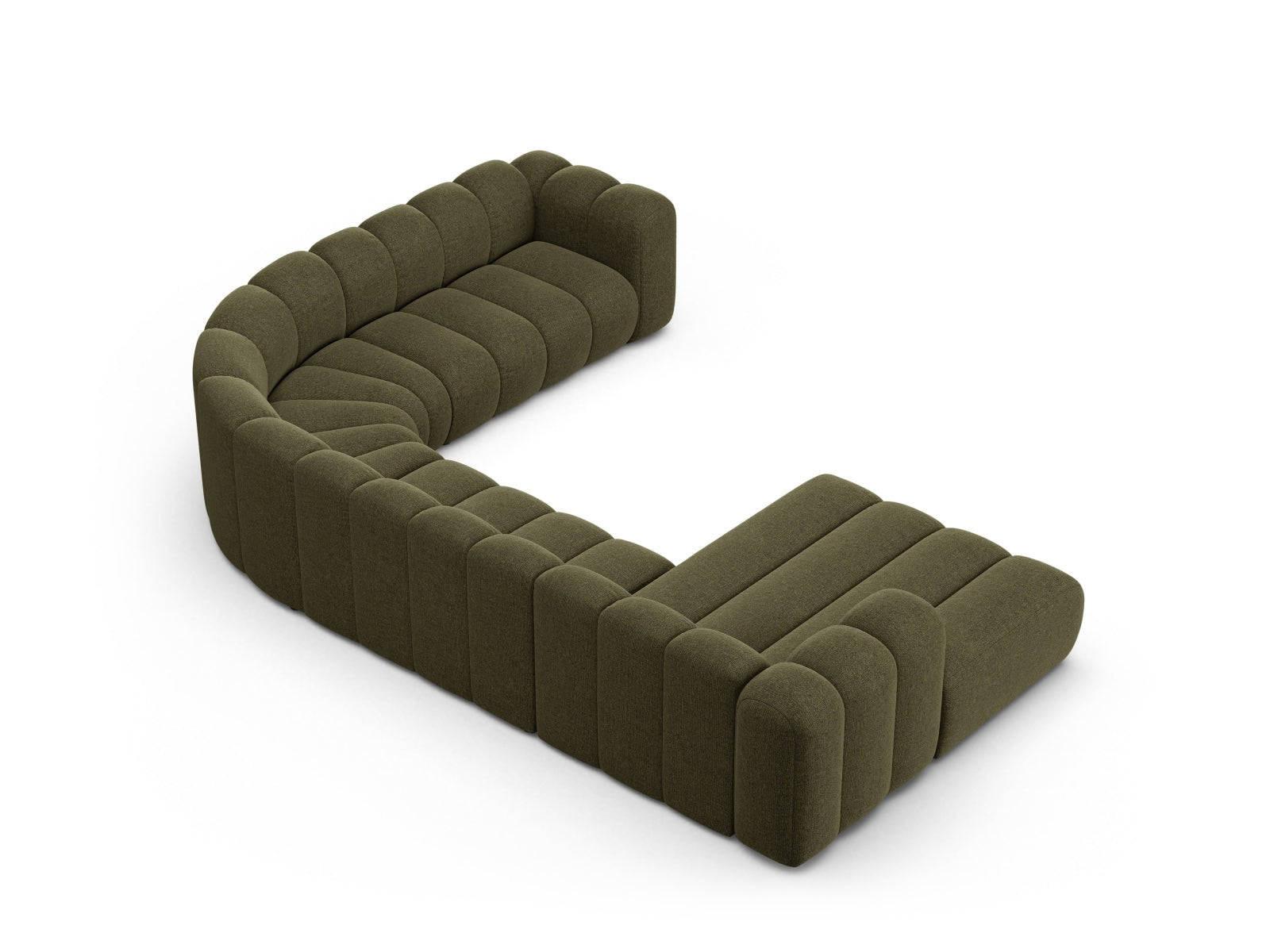 Elegantes, modernes Ecksofa von Micadoni für 6 Personen in der Farbe Green-Eden, ideal für einladende Wohnräume.
