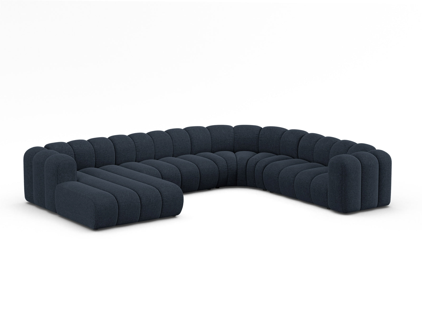 Elegantes, modernes Ecksofa in Navy Blue-Eden, ideal für stilvolle Wohnräume. 6-Sitzer von Micadoni, perfekt für gesellige Abende.