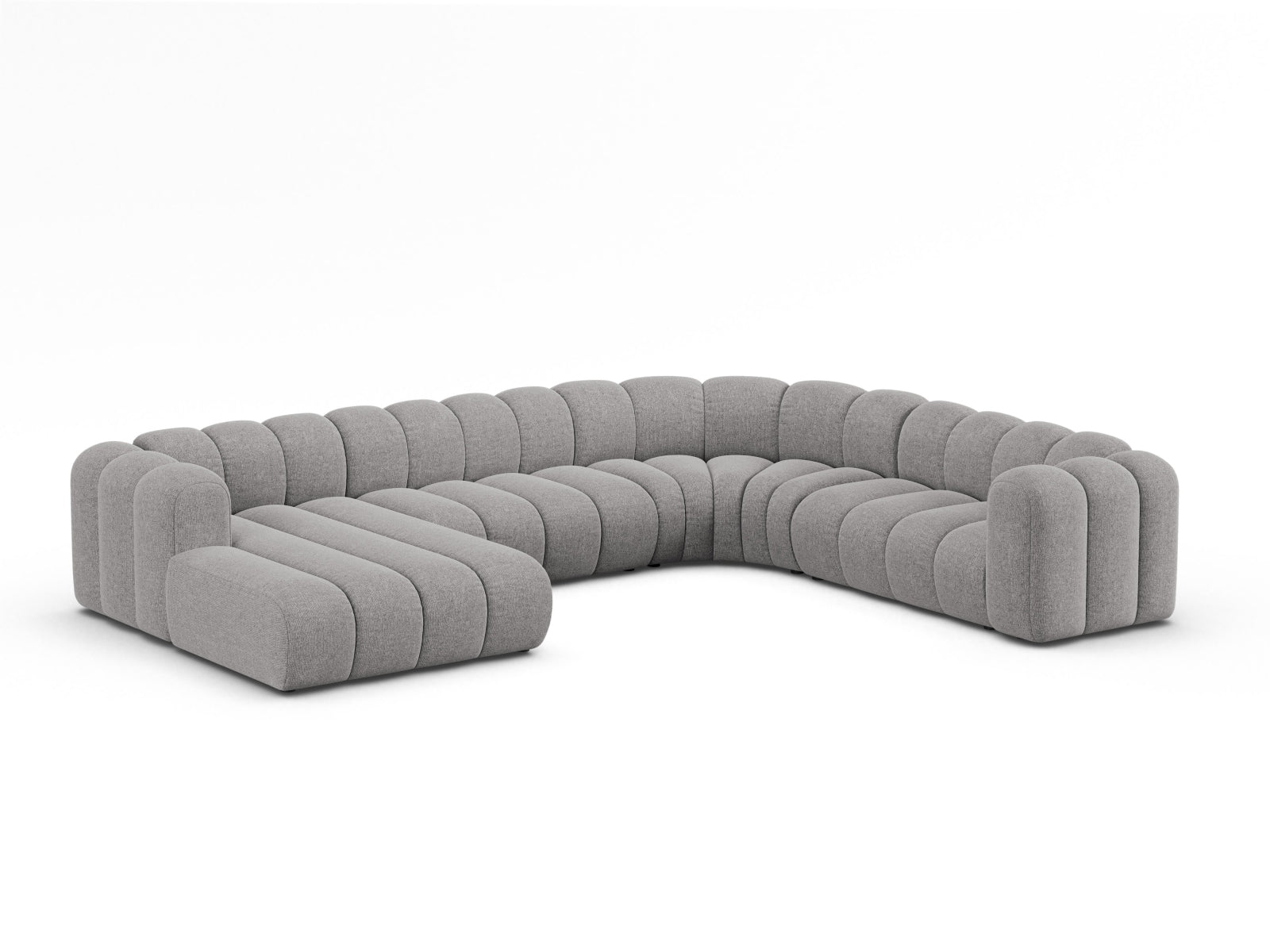 Elegantes, modernes Ecksofa in Hellgrau, ideal für stilvolle Wohnräume. Das Lupine Modular Panoramic bietet Platz für bis zu 6 Personen.