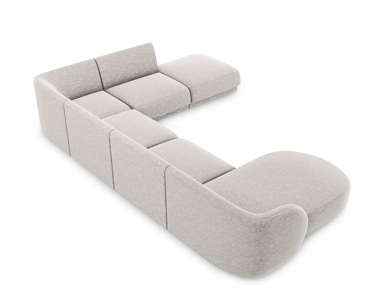 Geräumiges Miley Panoramic Ecksofa rechts für 6 Personen in edlem Silver-Eden, perfekt für gemütliche Abende und stilvolle Einrichtung.
