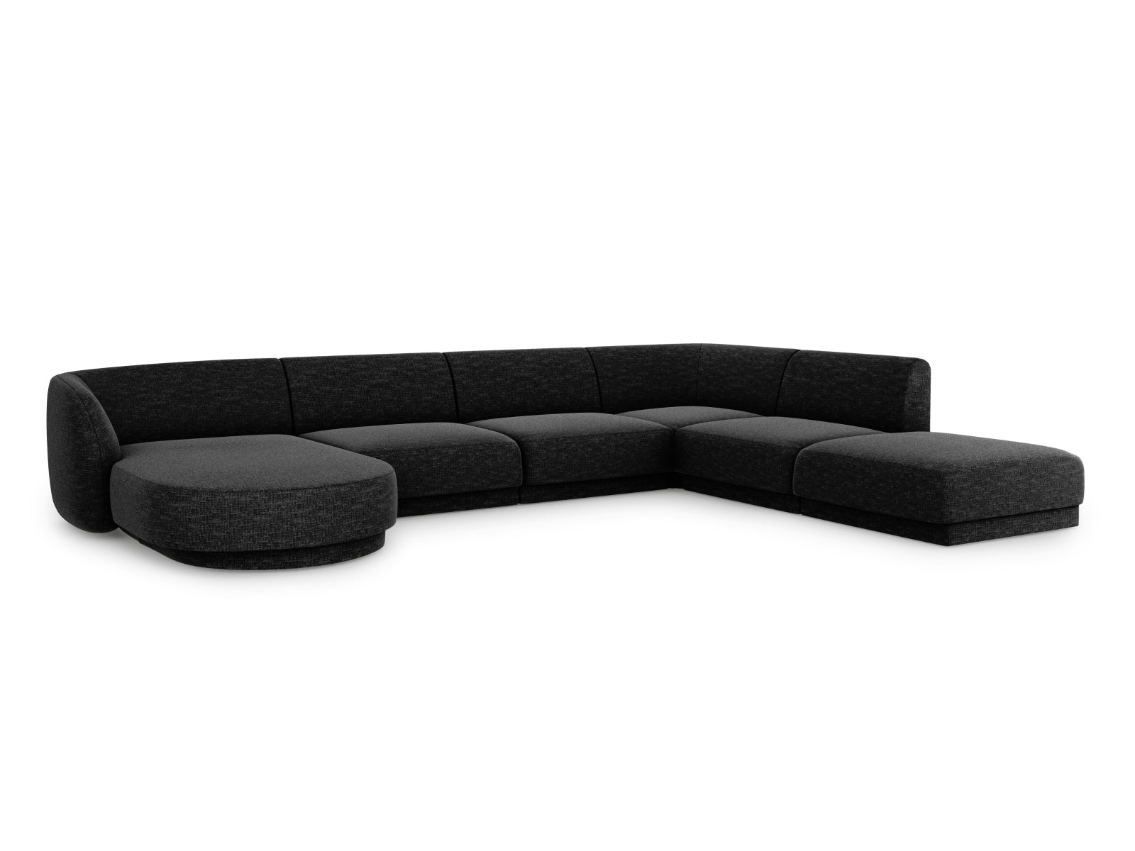 Stylisches Miley Panoramic Ecksofa rechts für 6 Personen in Anthrazit-Eden, ideal für moderne Wohnräume, erhältlich bei KAQTU Design AG.