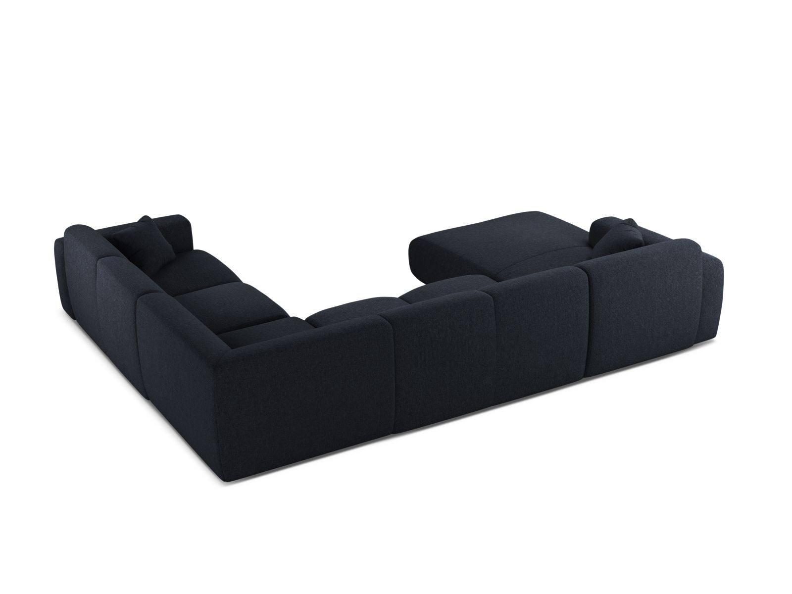 Modulares 6-Sitzer Ecksofa Molino in Navy Blue-Eden, perfekt für entspannte Stunden und gesellige Zusammenkünfte in stilvollem Ambiente.