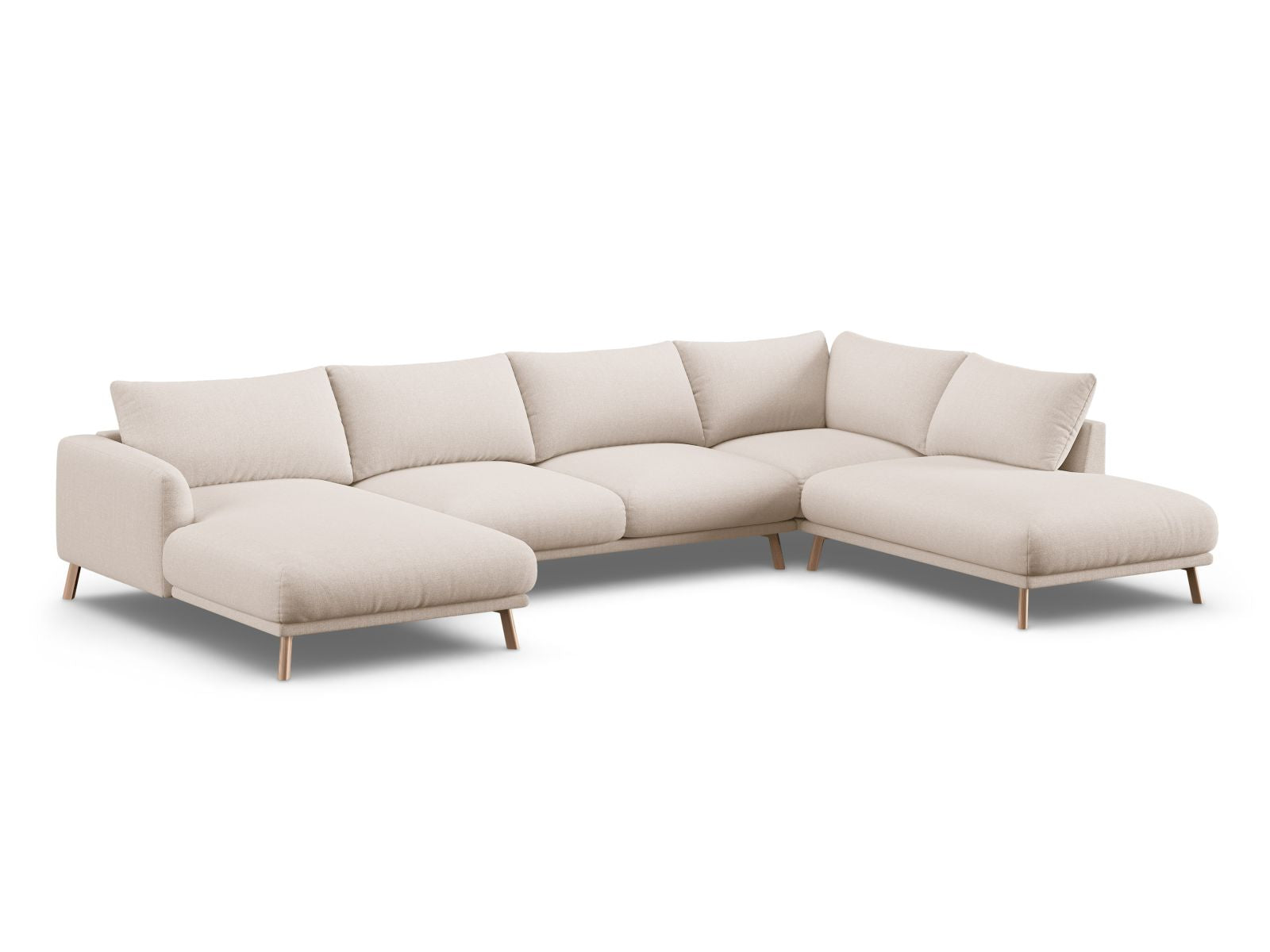Beige 6-Sitzer Ecksofa Panoramic Naomi von Micadoni, stilvolles Design für modernen Wohnraum, bequem und einladend.