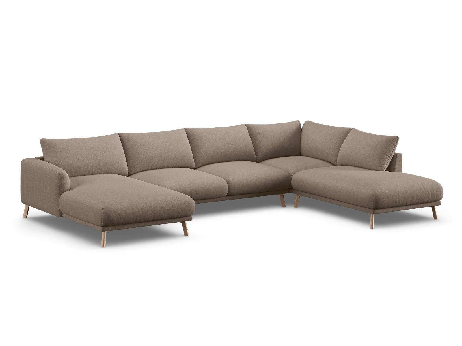 Elegantes 6-Sitzer Ecksofa Panoramic Naomi in stilvollem Cappuccino-Liberty, ideal für moderne Wohnräume.