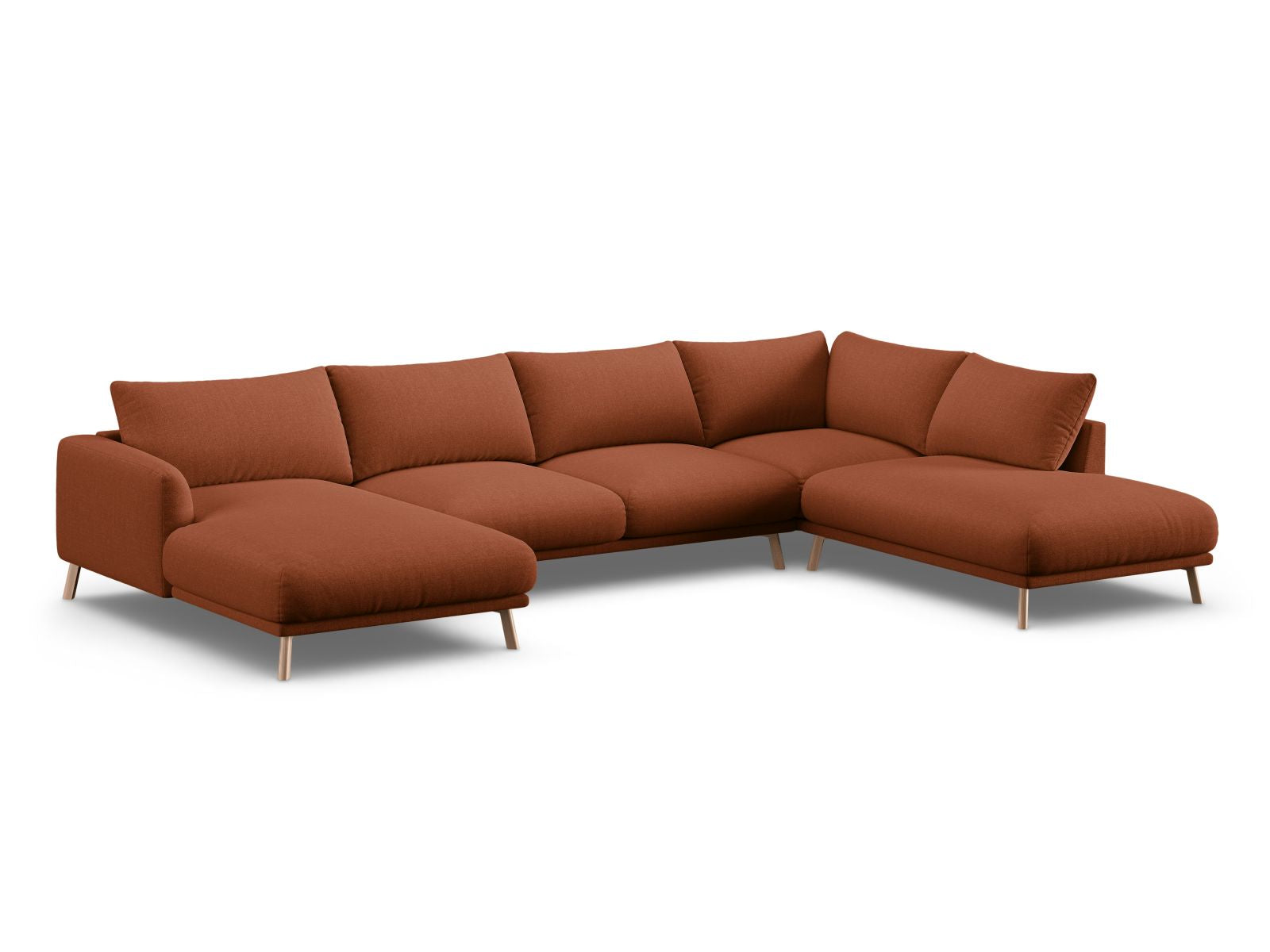 Elegantes 6-Sitzer Ecksofa rechts Panoramic Naomi in stilvollem Brick-Liberty, ideal für moderne Wohnräume.